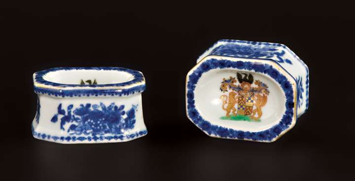 Pair of chinese export porcelain armorial salts